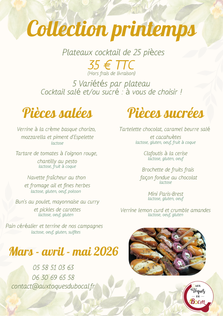 COCKTAIL 2026 Cocktail printemps 2026 Aux Toqués du Bocal