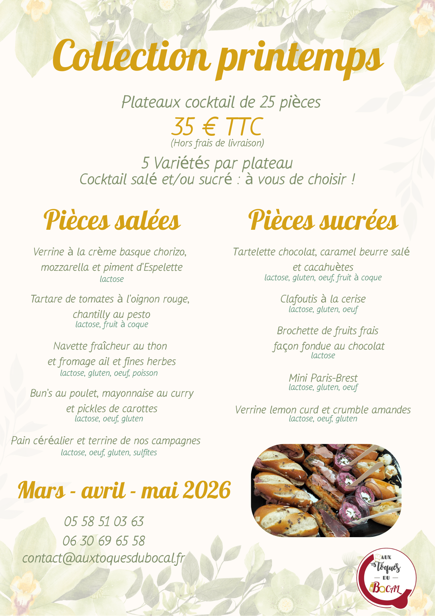 COCKTAIL 2026 Cocktail printemps 2026 Aux Toqués du Bocal